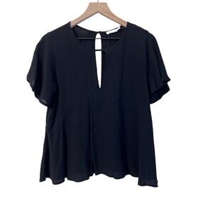Lush Black Front and Back Keyhole Round Neck Short Sleeve Top Size XS